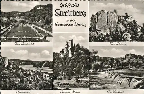 Streitberg Oberfranken Schwimmbad Streitberg Wasserfall Burgruine Neideck / Wiesenttal /Forchheim LKR