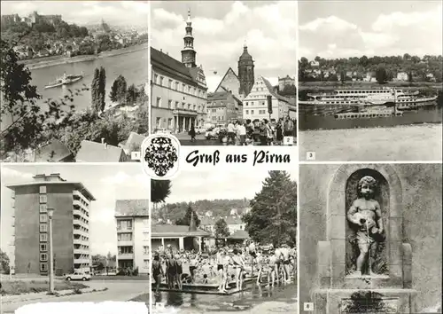 Pirna Obermarkt Canoletto-Haus Copitz Geibeltbad Erlpeter-Brunnen / Pirna /Saechsische Schweiz-Osterzgebirge LKR