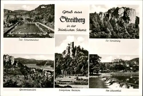 Streitberg Oberfranken Streitburg Ruine Heideck Wasserfall Schwimmbad / Wiesenttal /Forchheim LKR