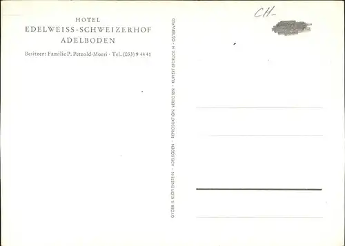 hw03313 Adelboden BE Edelweiss Schweizerhof Kategorie. Adelboden Alte Ansichtskarten