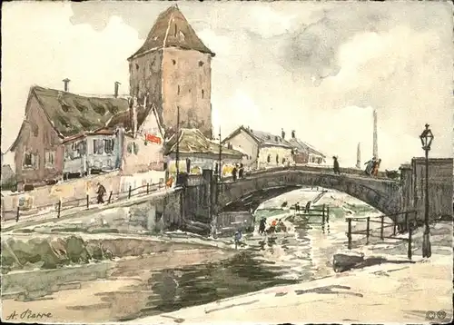 Strasbourg Elsass Aquarelle Kat. Strasbourg