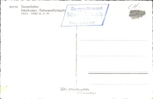 hw12278 Adelboden BE Schwandfeldspitz Sesselbahn Kategorie. Adelboden Alte Ansichtskarten