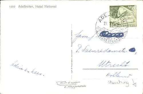 hw12331 Adelboden BE Hotel National Kategorie. Adelboden Alte Ansichtskarten