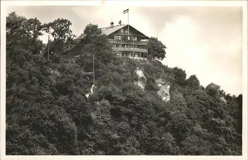 Bingen Rhein Waldschaenke Schweizerhaus bei Burg Rheinstein Kat. Bingen am Rhein