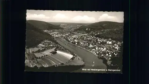 Neckargemuend Kleingemuend Neckar Schiff Flugaufnahme Kat. Neckargemuend