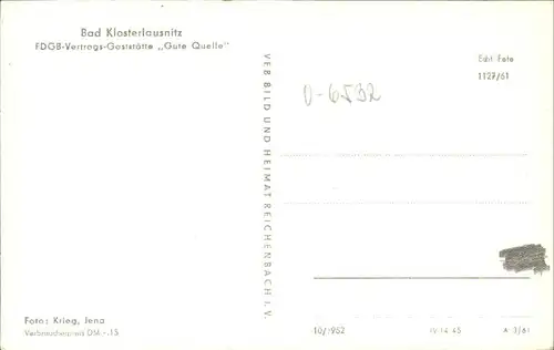 Bad Klosterlausnitz FDGB Vertragsgaststaette Gute Quelle Kat. Bad Klosterlausnitz