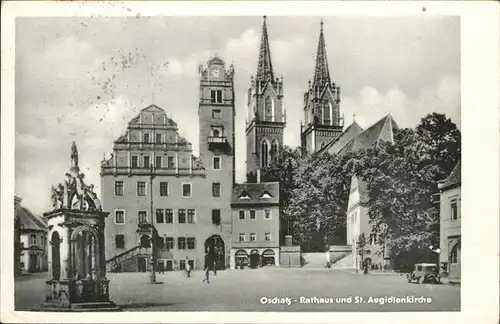 Oschatz Rathaus St. Aegidienkirche Kat. Oschatz