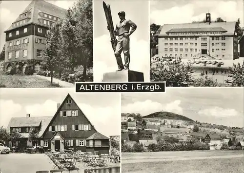 Altenberg Erzgebirge Denkmal mit Ski / Geising /Saechsische Schweiz-Osterzgebirge LKR