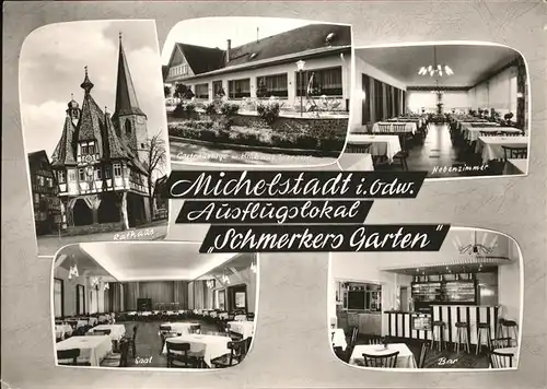 Michelstadt Ausflugslokal Schmerkers Garten Bar Rathaus Saal Kat. Michelstadt