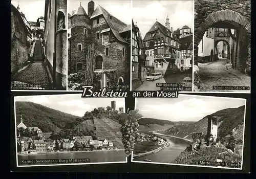 Beilstein Mosel Klostertreppe Stadttor Zehnthaus Fachwerk Karmelienkloster Burg Metternich Kat. Beilstein