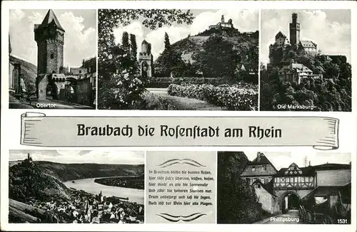 Braubach Rhein Marksburg Phillipsburg Spruch Obertor / Braubach /Rhein-Lahn-Kreis LKR