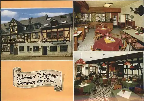 Braubach Rhein Weinhaus Wieghardt Klappkarte / Braubach /Rhein-Lahn-Kreis LKR