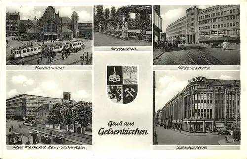 Gelsenkirchen Wappen Staedt. Sparkasse Bahnhofstr.  Strassenbahn Kat. Gelsenkirchen