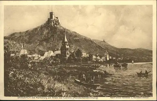 Braubach Rhein Braubach Marksburg nach einem Gemaelde von Hermann Killian x / Braubach /Rhein-Lahn-Kreis LKR