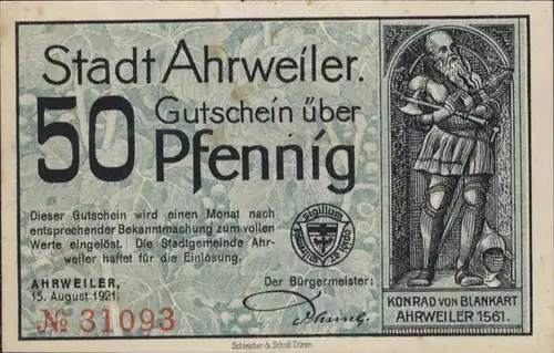 Ahrweiler Ahr Ahrweiler Notgeld * / Bad Neuenahr-Ahrweiler /Ahrweiler LKR