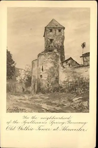 Ahrweiler Ahr Ahrweiler Old Gothic Tower Kuenstler Carl Deiker * / Bad Neuenahr-Ahrweiler /Ahrweiler LKR
