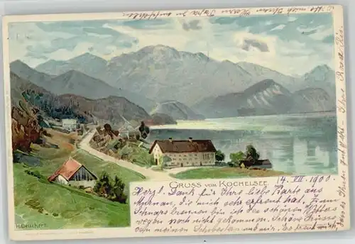 Kochel See Kochel See KuenstlerH. Deuchert x 1900 / Kochel a.See /Bad Toelz-Wolfratshausen LKR