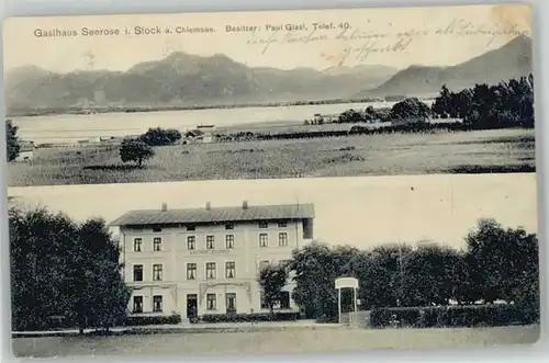 Prien Chiemsee Gasthaus Seerose Feldpost  x 1914