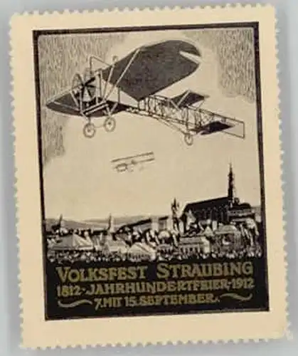 Straubing keine Postkarte Werbemarke Volksfest o 1912