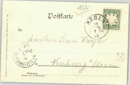 Regen [Stempelabschlag] Waldhaus x 1903