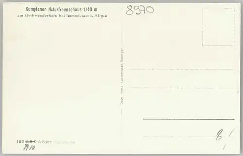 Immenstadt Allgaeu Immenstadt Gschwenderhorn Kemptner Naturfreundehaus * 1940 / Immenstadt i.Allgaeu /Oberallgaeu LKR