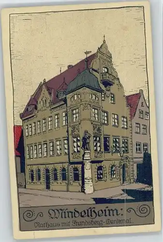 Mindelheim Mindelheim Rathaus Frundsberg-Denkmal Kuenstlerkarte * / Mindelheim /Unterallgaeu LKR