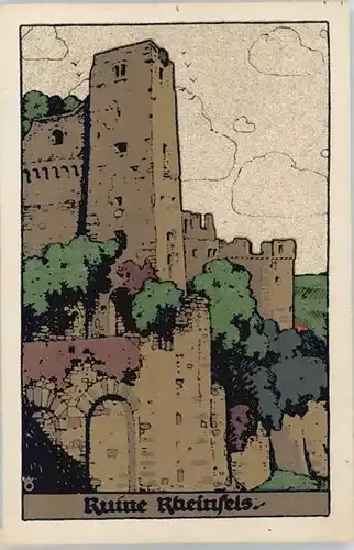 St Goar [handschriftlich] Kuenstlerkarte Ruine Rheinfels *