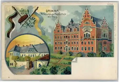 Grimma Schule Karte von ca. 1900 *