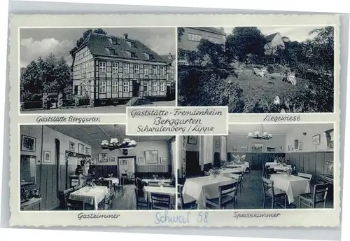 Schwalenberg Gaststaette Fremdenheim Berggarten Liegewiese Gastzimmer Speisezimmer *
