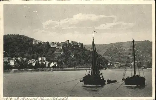 St Goar Ruine Rheinfels Boote / Sankt Goar /Rhein-Hunsrueck-Kreis LKR