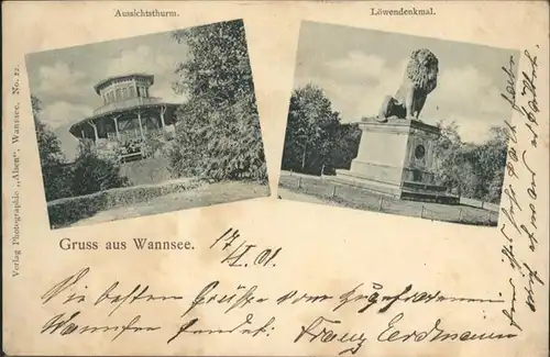 Wannsee Aussichtsturm Loewendenkmal / Berlin /Berlin Stadtkreis