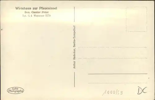 Wannsee Wirtshaus zur Pfaueninsel / Berlin /Berlin Stadtkreis