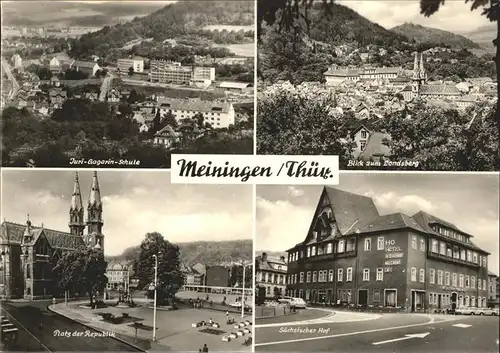 Meiningen Thueringen Landsberg Juri Gagarin Schule Platz der Republik Saechsischer Hof / Meiningen /Schmalkalden-Meiningen LKR