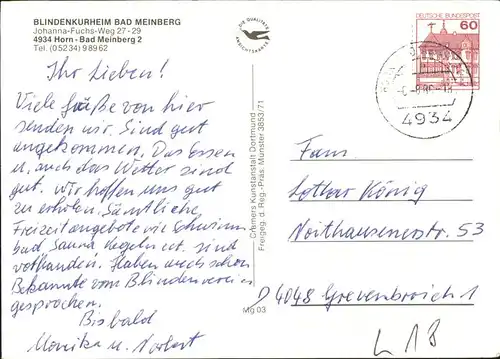 Bad Meinberg Blindenkurheim / Horn-Bad Meinberg /Lippe LKR