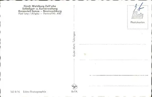 Isny Allgaeu Fuerstl. Waldburg
Kuranstalt Sonne / Isny im Allgaeu /Ravensburg LKR