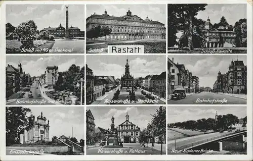 Rastatt Schloss, Bahnhofstrasse, Kaiserstrasse, einsiedlerstrasse, Neue Badener Bruecke / Rastatt /Rastatt LKR