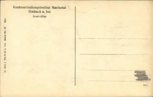 Simbach Inn Knabenerziehungsinstitut Mariental Josef Altar / Simbach a.Inn /Rottal-Inn LKR