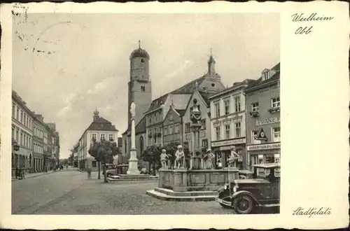 Weilheim Oberbayern Stadtplatz Brunnen / Weilheim i.OB /Weilheim-Schongau LKR