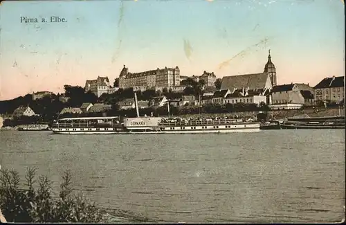 Pirna Seitenraddampfer Germania / Pirna /Saechsische Schweiz-Osterzgebirge LKR