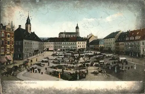 Annaberg-Buchholz Marktplatz Kutsche Brunnen x