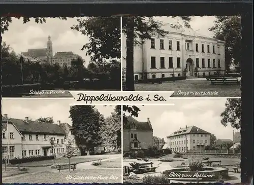 Dippoldiswalde Schloss Kirche Ingenieurschule HO Gaststaette Postamt *