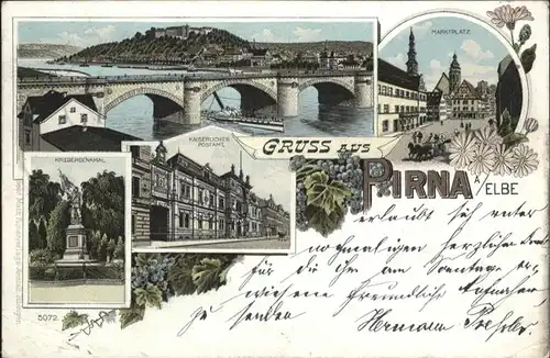 Pirna Bruecke Krieger Denkmal Postamt Marktplatz  x