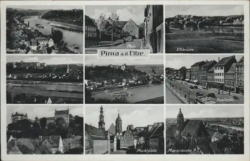 Pirna Elbbruecke Marktplatz Marien Kirche Breitestrasse x