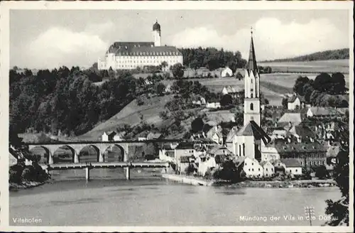 Vilshofen Donau Vilshofen Muendung Vils Donau Bruecke Kirche  * / Vilshofen an der Donau /Passau LKR