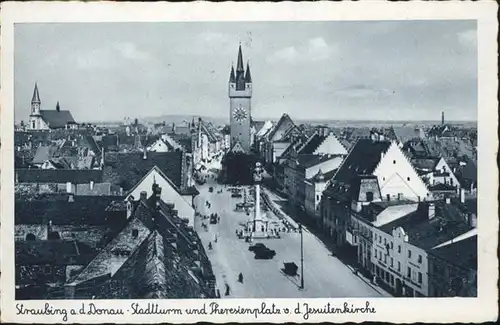 Straubing Stadtturm Theresienplatz Jesuiten Kirche  *