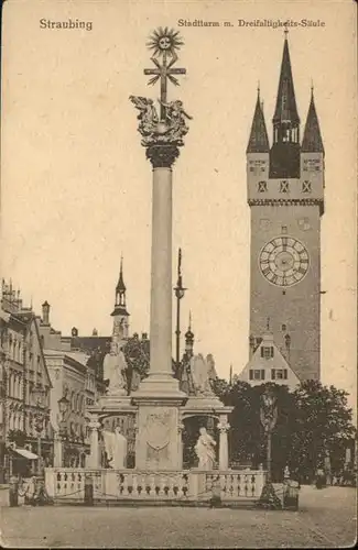 Straubing Stadtturm Dreifaltigkeits Saeule *