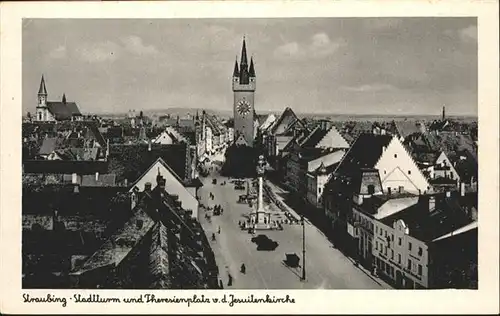 Straubing Stadtturm Theresienplatz Jesuiten Kirche  *