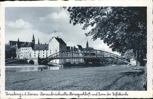 Straubing Donaubruecke Schloss Turm Stifts Kirche  *