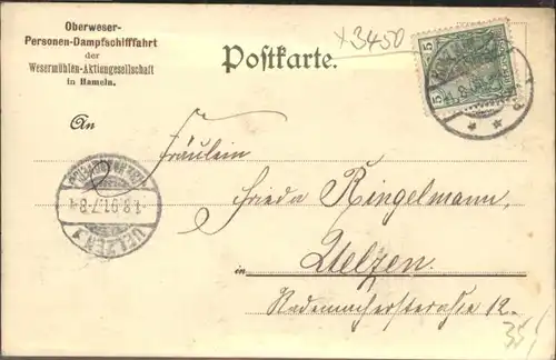 Holzminden Weser Holzminden Schloss Fuerstenberg Dampfer Kaiser Wilhelm Gedicht x / Holzminden /Holzminden LKR