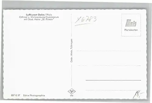 Dahn Otfried Weissenburg Gymnasium Studenten Heim St Pirmin *